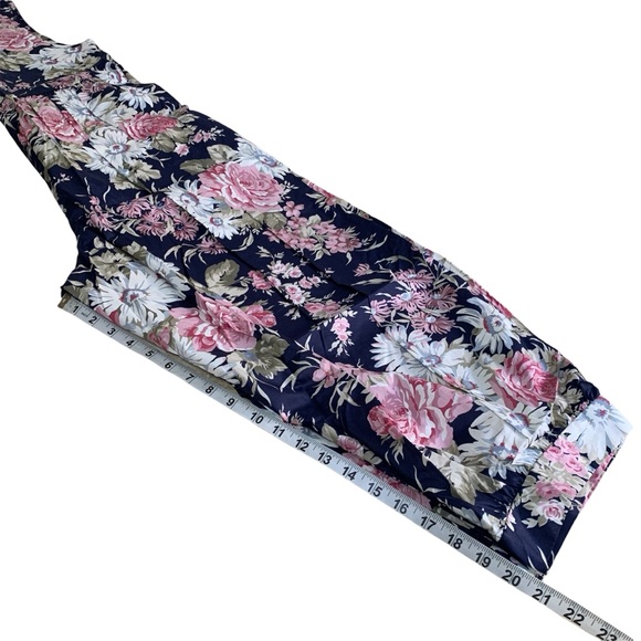 Vintage Laura Ashley Great Britain Cottagecore Floral Crop Jumpsuit Bow Pockets - Picture 7 of 12